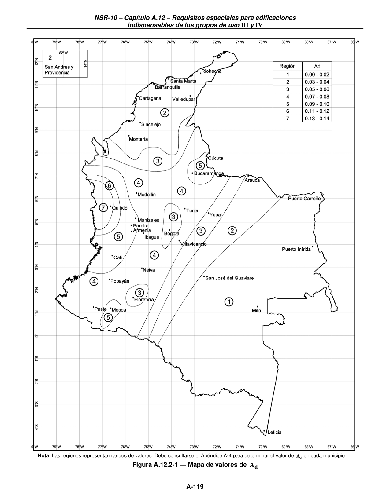 Figura A.12.2-1 — Mapa de valores de Ad — página original del PDF