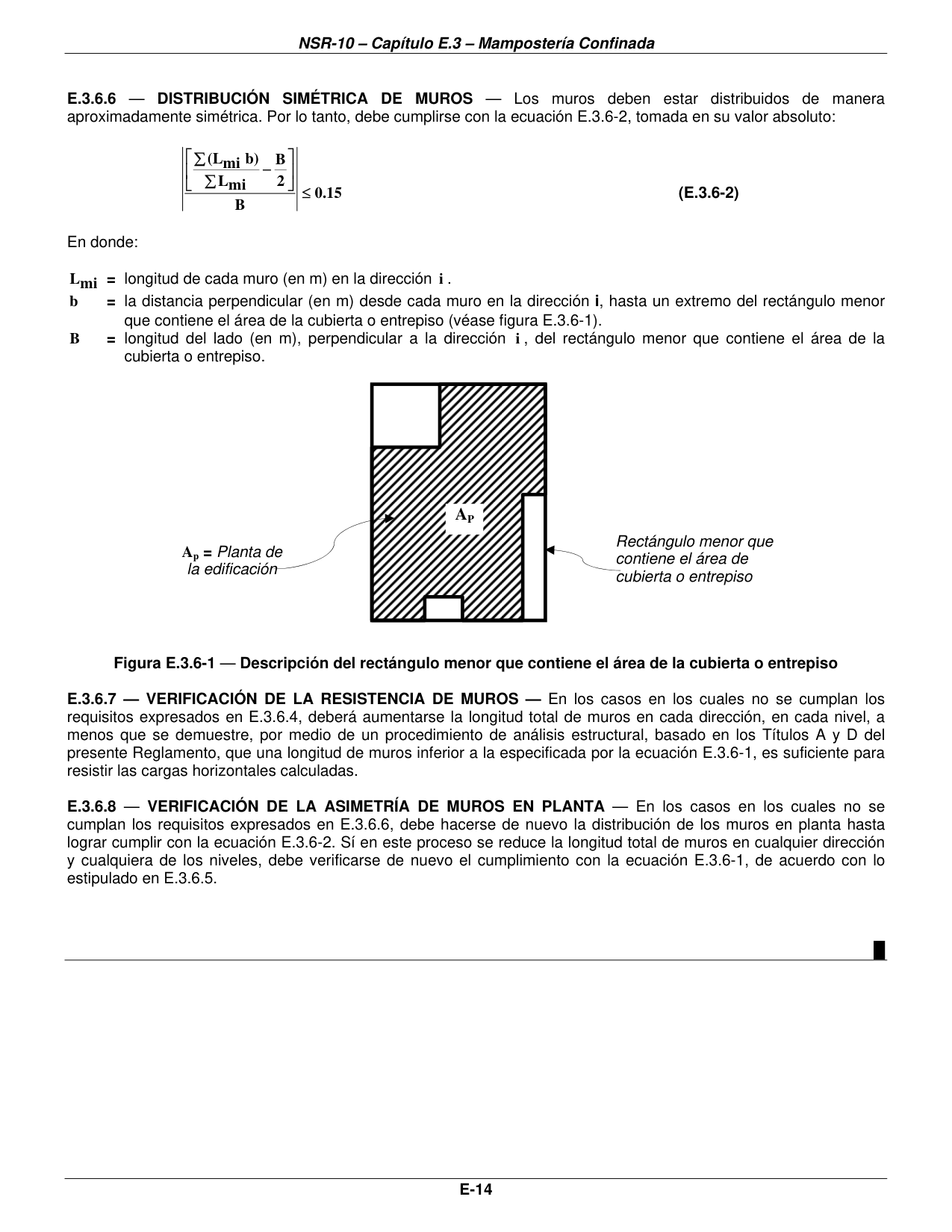 Figura E.3.6-1 — Descripción del rectángulo menor que contiene el área de la cubierta o entrepiso — página original del PDF
