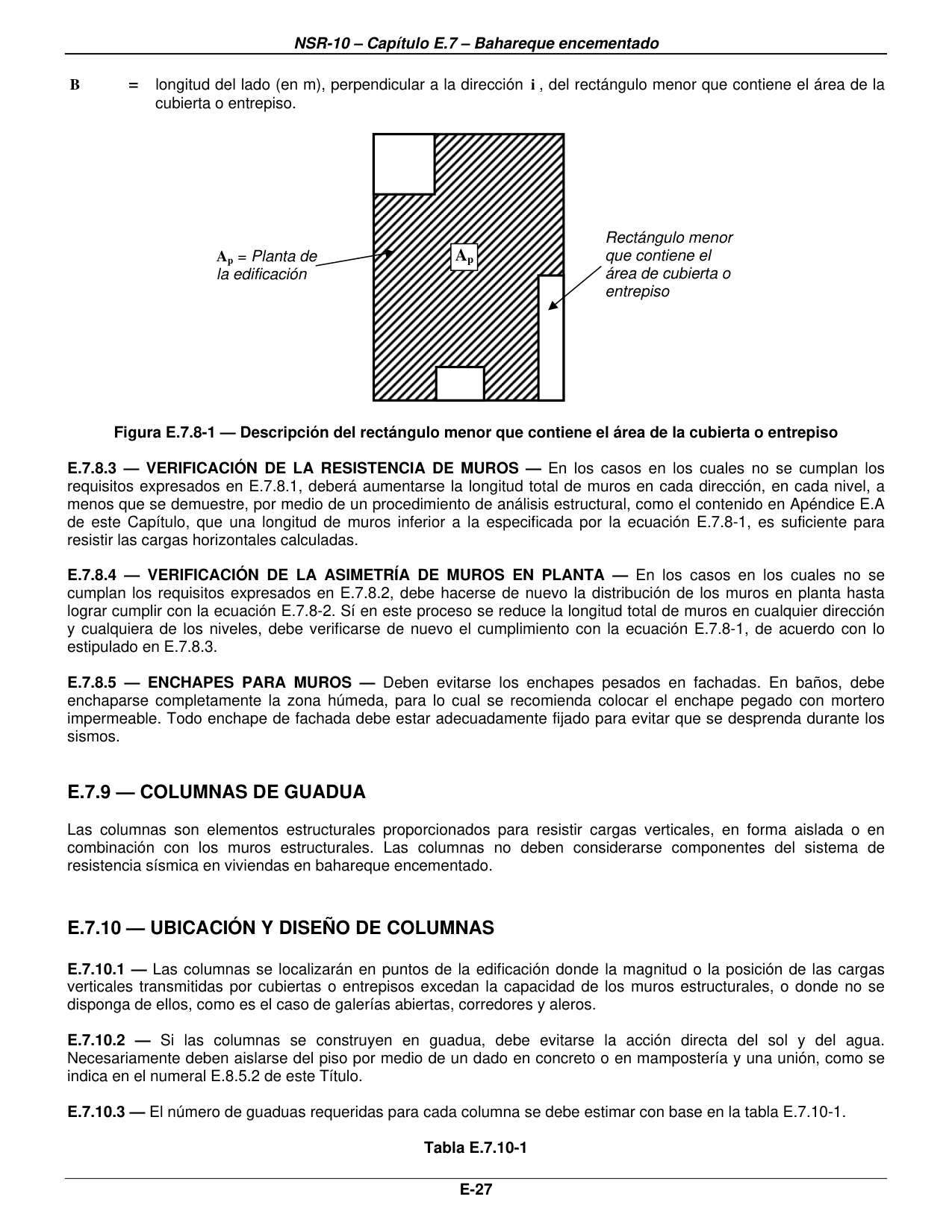 Figura E.7.8-1 — Descripción del rectángulo menor que contiene el área de la cubierta o entrepiso — página original del PDF