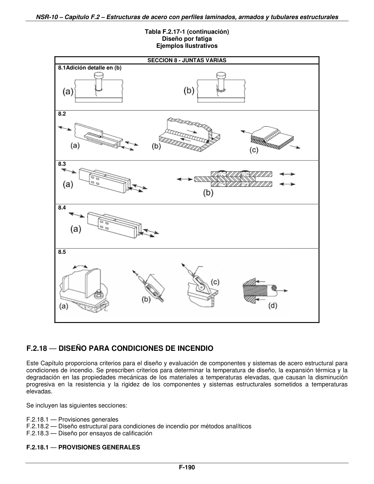 Tabla F.2.17-1 (continuación) — Diseño por fatiga — Ejemplos Ilustrativos — página original del PDF