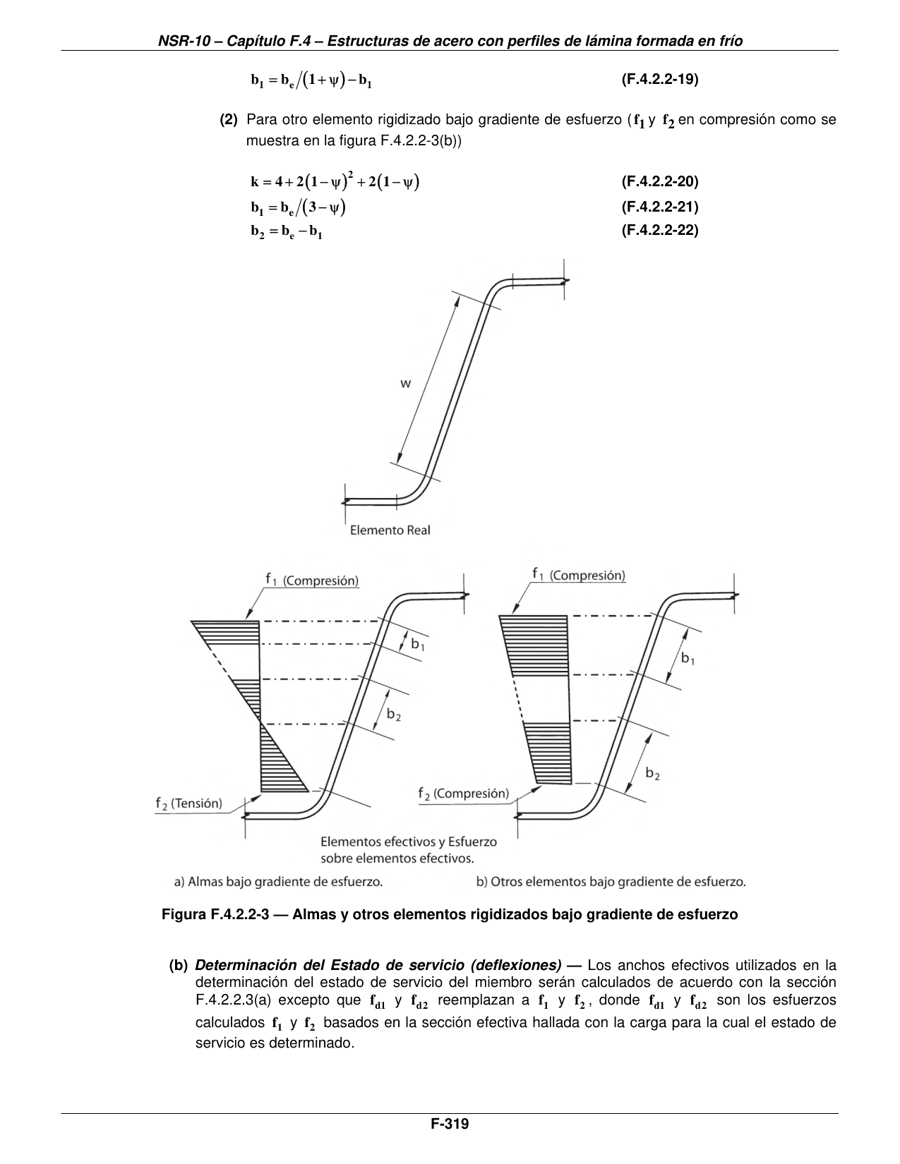 Figura F.4.2.2-3 — Almas y otros elementos rigidizados bajo gradiente de esfuerzo — página original del PDF