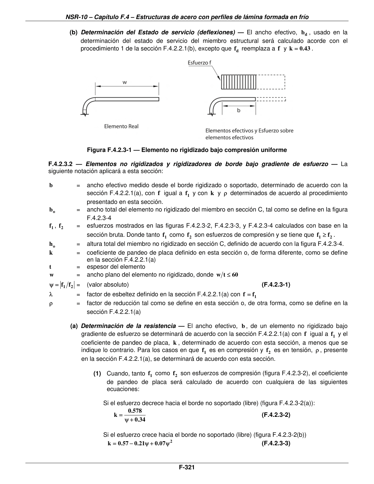 Figura F.4.2.3-1 — Elemento no rigidizado bajo compresión uniforme — página original del PDF