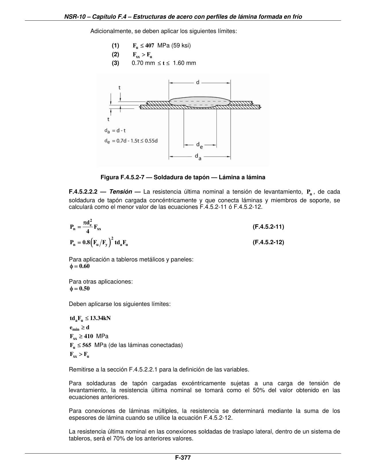 Figura F.4.5.2-7 — Soldadura de tapón — Lámina a lámina — página original del PDF