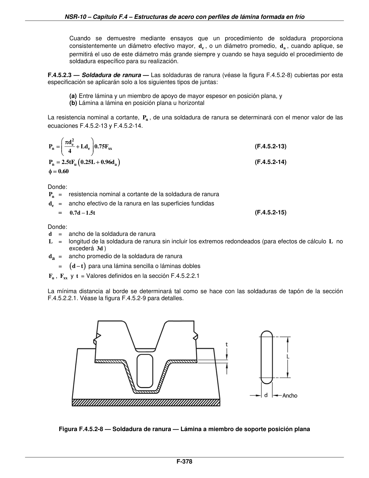Figura F.4.5.2-8 — Soldadura de ranura — Lámina a miembro de soporte posición plana — página original del PDF