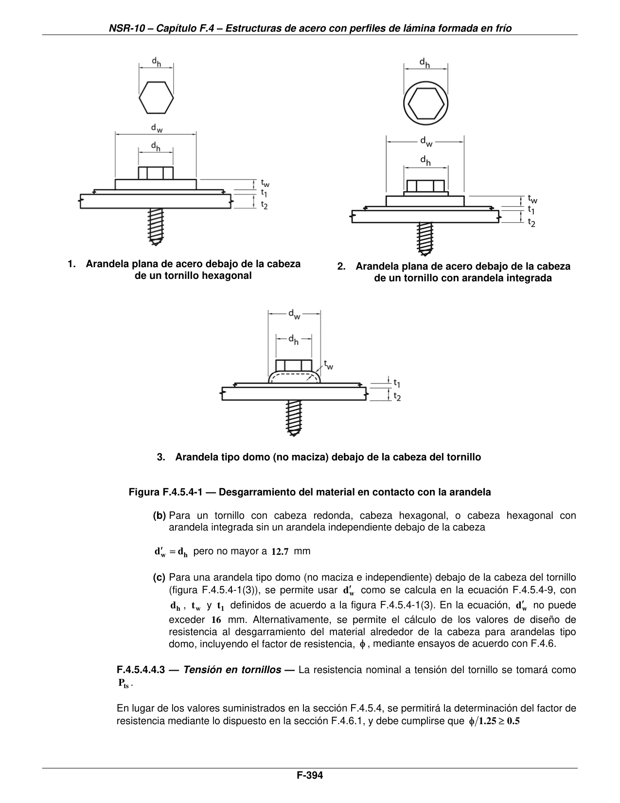 Figura F.4.5.4-1 — Desgarramiento del material en contacto con la arandela — página original del PDF