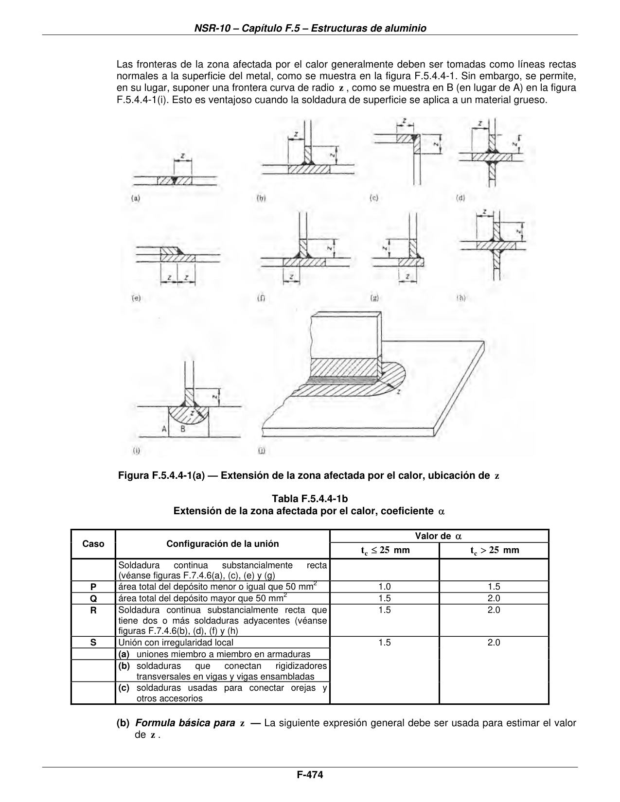 Figura F.5.4.4-1(a) — Extensión de la zona afectada por el calor, ubicación de z — página original del PDF