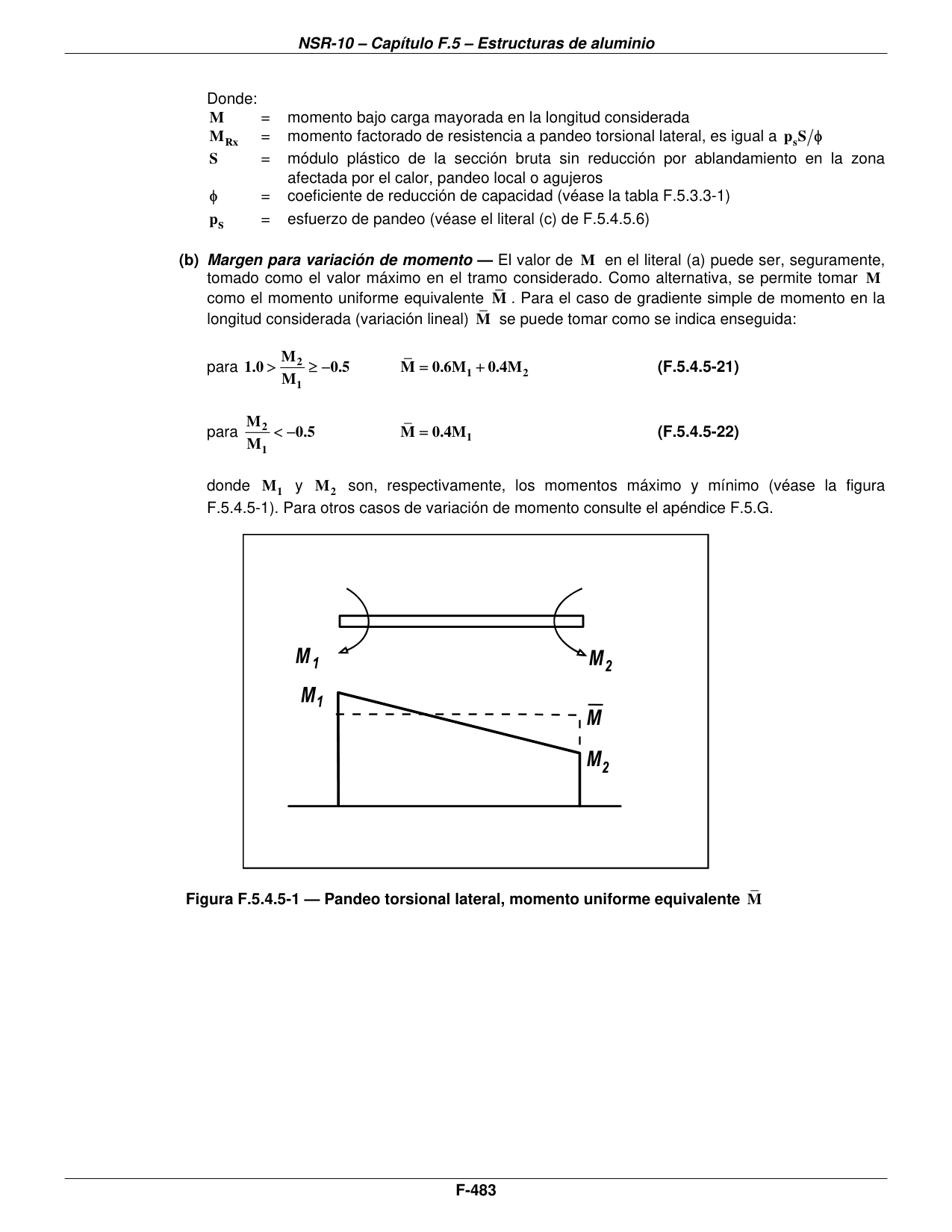 Figura F.5.4.5-1 — Pandeo torsional lateral, momento uniforme equivalente M̄ — página original del PDF