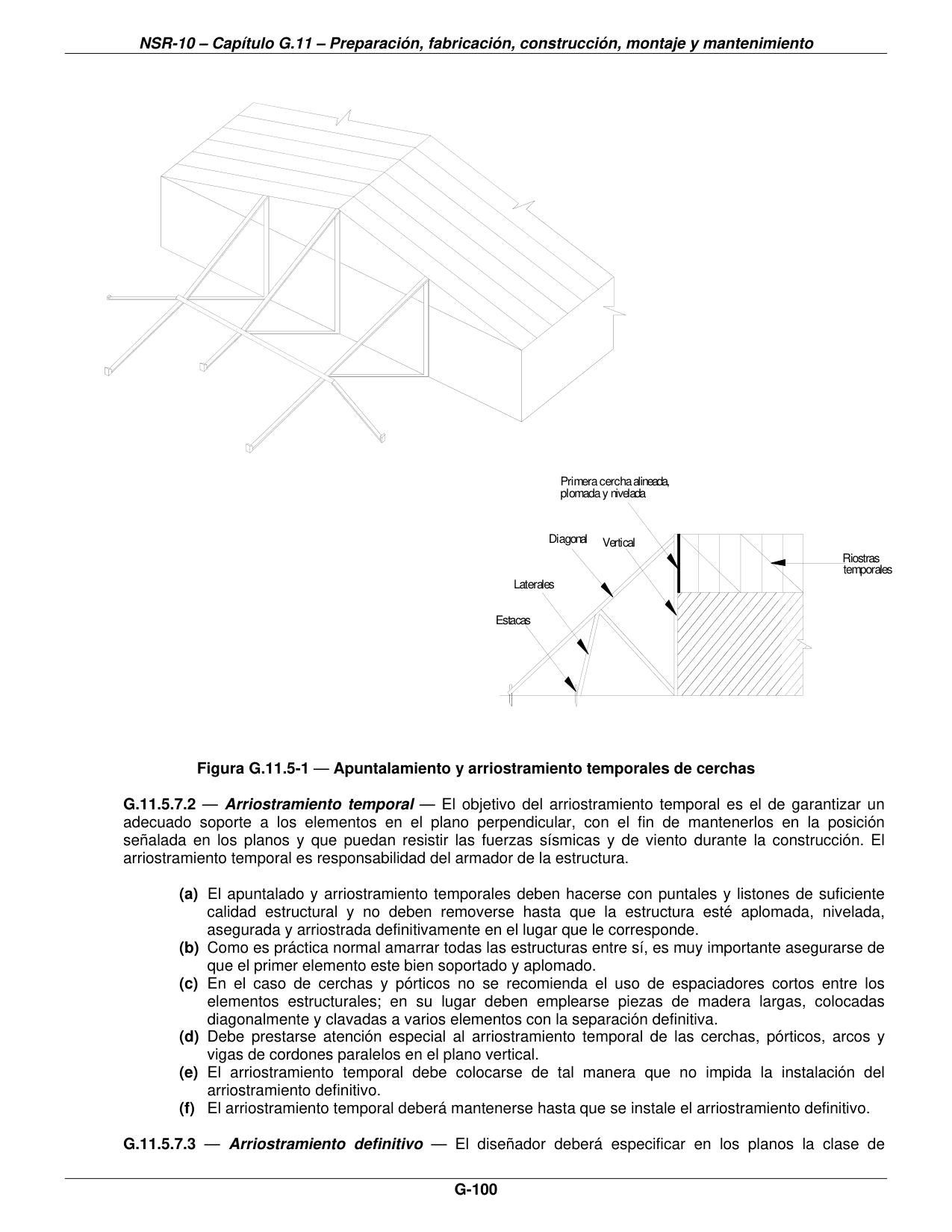 Figura G.11.5-1 — Apuntalamiento y arriostramiento temporales de cerchas — página original del PDF