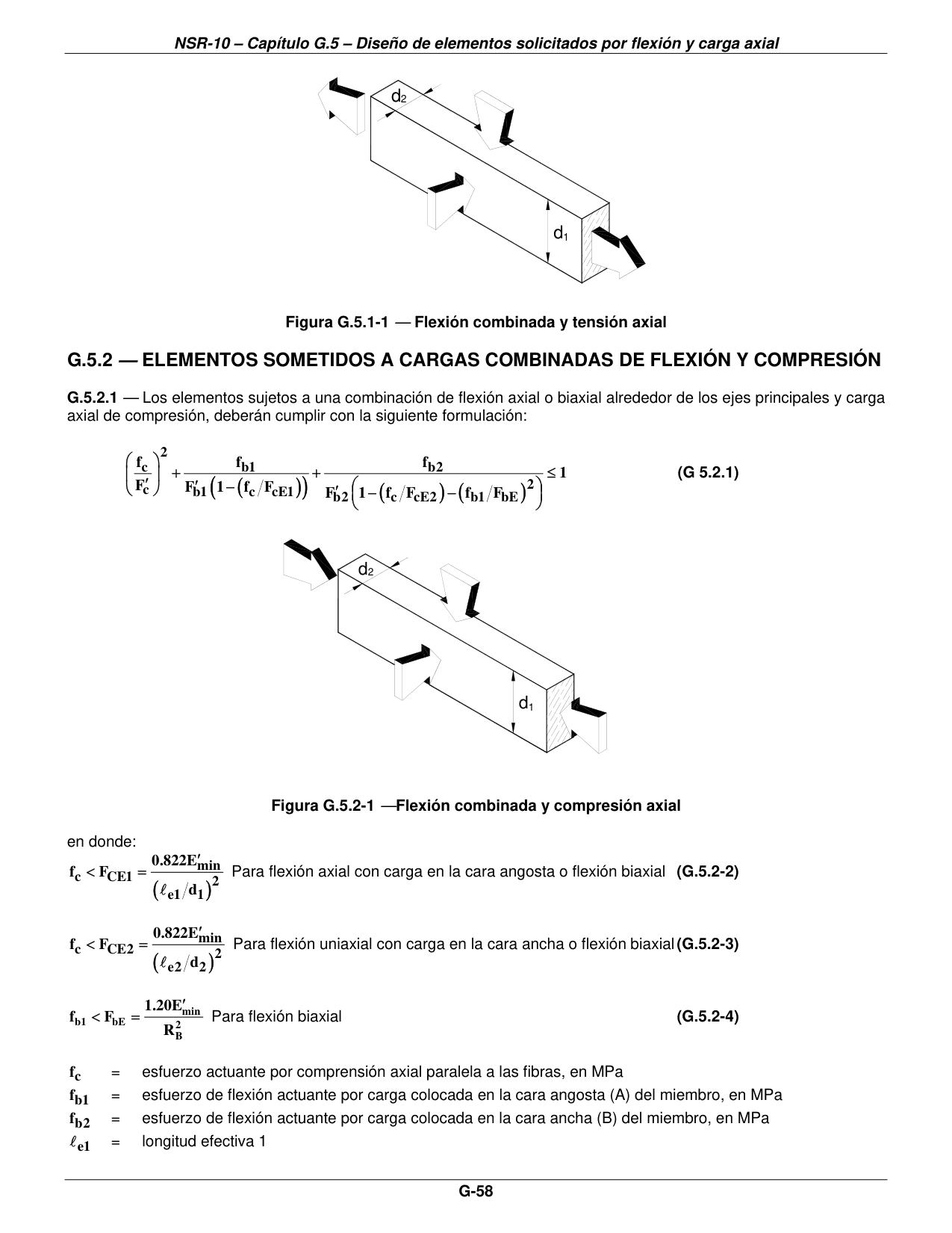 Figura G.5.1-1 — Flexión combinada y tensión axial — página original del PDF