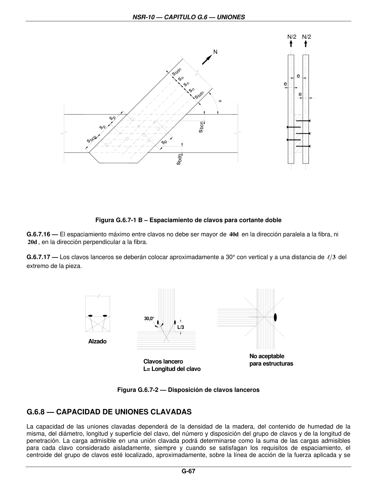 Figura G.6.7-1 B — Espaciamiento de clavos para cortante doble — página original del PDF