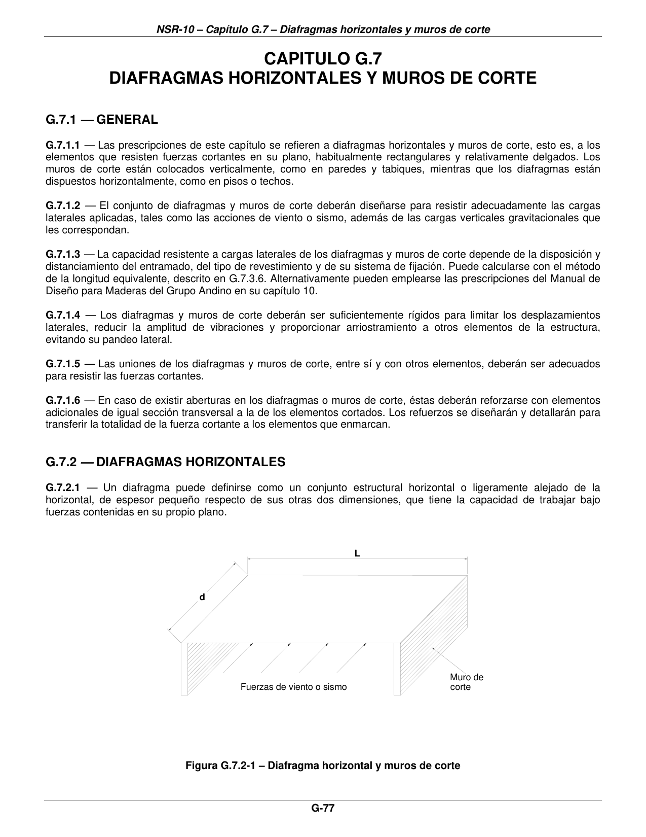 Figura G.7.2-1 — Diafragma horizontal y muros de corte — página original del PDF